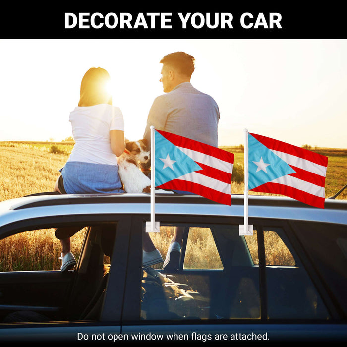 G128 2 Pack: Puerto Rico Light Blue Flag | 11x17 In | Double LiteWeave Pro Series Double Sided Printed 150D Polyester | Flagpole Included | Perfect for Festival Celebrations, Parades