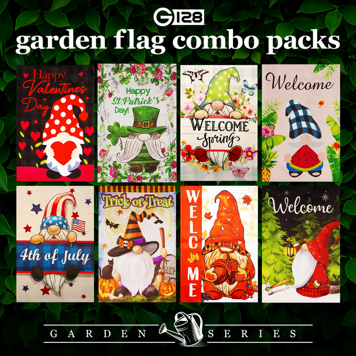 G128 set of 8 gnomes with heart and watermelon garden flags, 12x18 inch, photo 8
