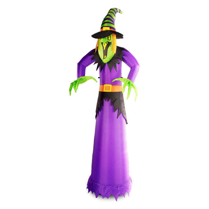 G128 10 ft Witch Halloween Inflatable Decor with LED Lights, Halloween Outdoor Holiday Yard Decoration, Fast Inflate, Weather-Resistant, Outdoor Use