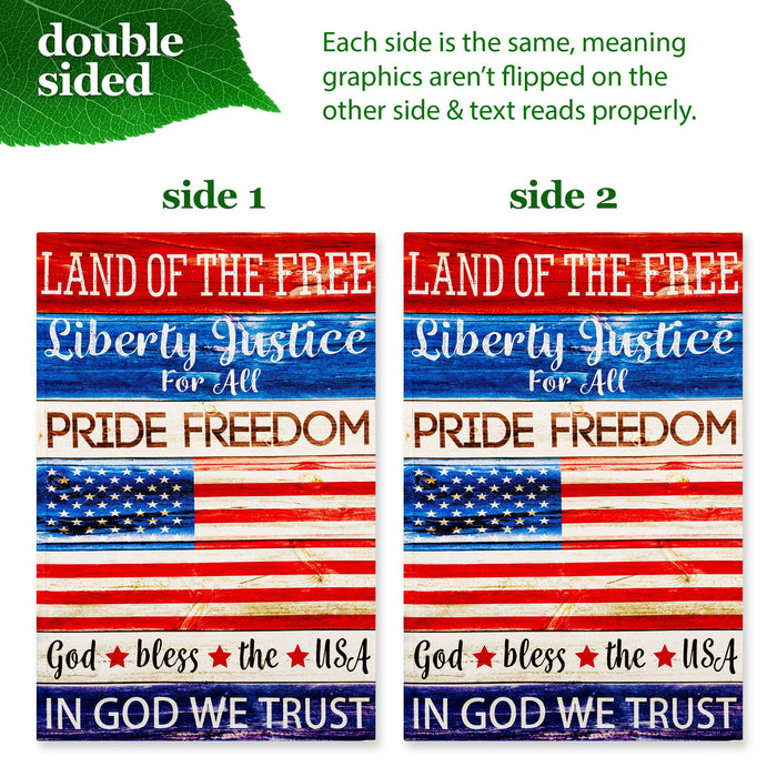 G128 Combo Pack: Garden Flag Stand 36x16IN & Garden Flag Land of the Free Liberty Printed 12x18IN Double Sided