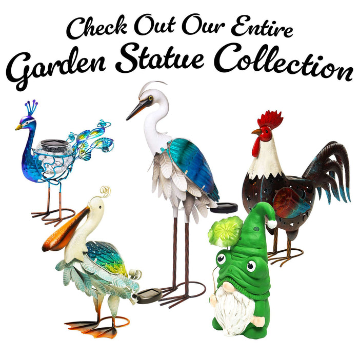 G128 resin frog gnome garden statue, 14.5 inch outdoor yard figurine