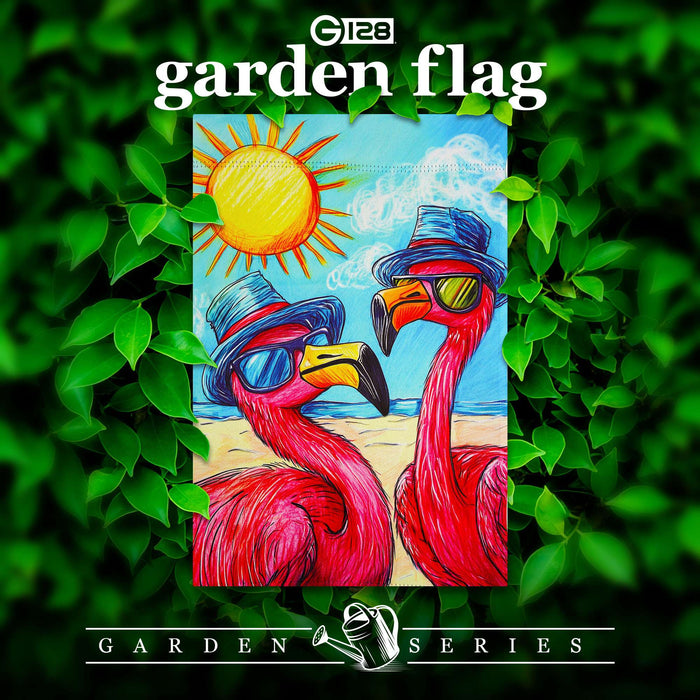G128 Summer Flamingo Beach Garden Flag 12x18 In Double Sided Summer Yard Garden Lawn Decoration