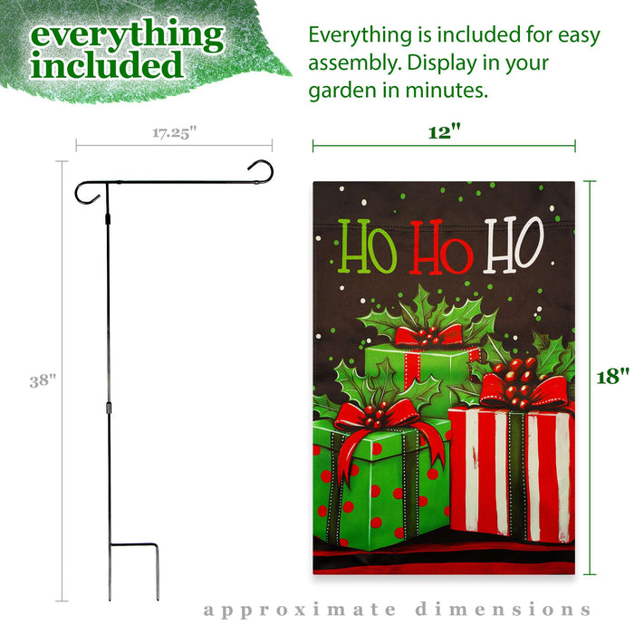 G128 36x16IN Garden Flag Stand & 12x18 Ho Ho Ho Christmas Flag Kit