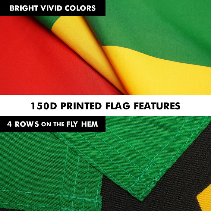 G128 Combo Pack: 6 Ft Twist Free Aluminum Spinning Flagpole (Black) & Sao Tome and Principe Flag | 3x5 Ft | LiteWeave Pro Series Printed 150D Polyester | Pole with Flag Included