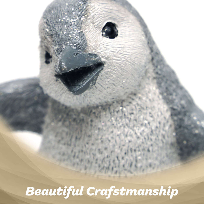 G128 small resin baby penguin statue, 4 inch tabletop winter figurine