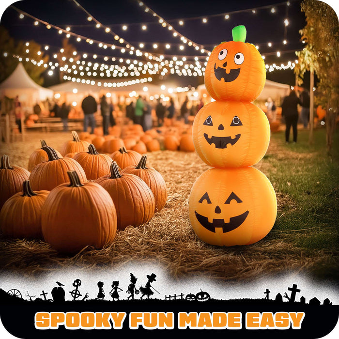 G128 4 ft Pumpkin Halloween Inflatable Decor with LED Lights, Halloween Outdoor Holiday Yard Decoration, Fast Inflate, Weather-Resistant, Outdoor Use