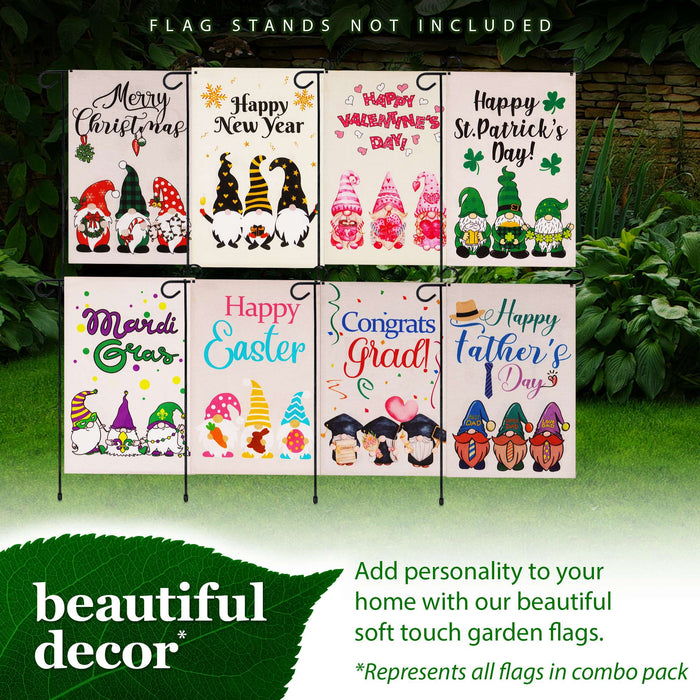 G128 set of 8 holiday and celebration gnomes garden flags, 12x18 inch, photo 8