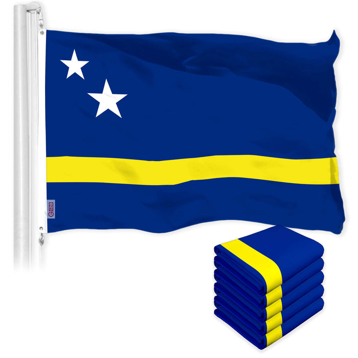 G128 5 Pack: Curacao Curacaoan Flag | 3x5 Ft | LiteWeave Pro Series Printed 150D Polyester | Indoor/Outdoor, Vibrant Colors, Brass Grommets