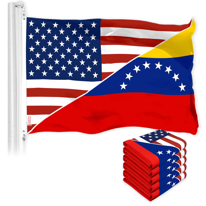 G128 5 Pack: Venezuela 8 Stars USA Friendship Flag | 3x5 Ft | LiteWeave Pro Series Printed 150D Polyester | Specialty Flag, Indoor/Outdoor, Vibrant Colors, Brass Grommets