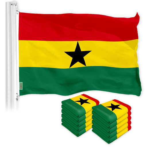 G128 10 Pack: Ghana Ghanaian Flag | 3x5 Ft | LiteWeave Pro Series