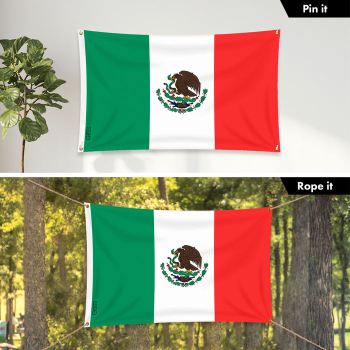 G128 Mexico Mexican Flag | 3x5 Ft | LiteWeave Pro Series Printed 150D Polyester, 4 Corner Brass Grommets | Country Flag, Vibrant Colors, Perfect For Balcony, More Durable Than 100D 75D Polyester