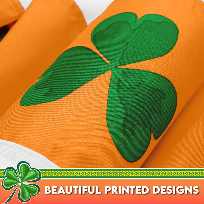 G128 10 Pack: Ireland Irish Shamrock Pleated Fan Flag | 1.5x3 Ft | Printed 150D Polyester | St. Patrick's Day Decor, Indoor/Outdoor, Vibrant Colors, Brass Grommets