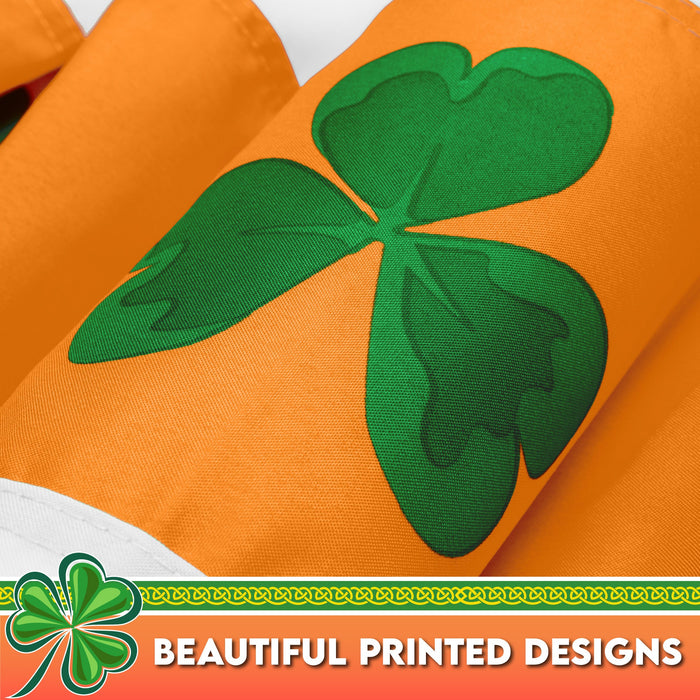 G128 10 Pack: Ireland Irish Shamrock Pleated Fan Flag | 3x6 Ft | Printed 150D Polyester | St. Patrick's Day Decor, Indoor/Outdoor, Vibrant Colors, Brass Grommets