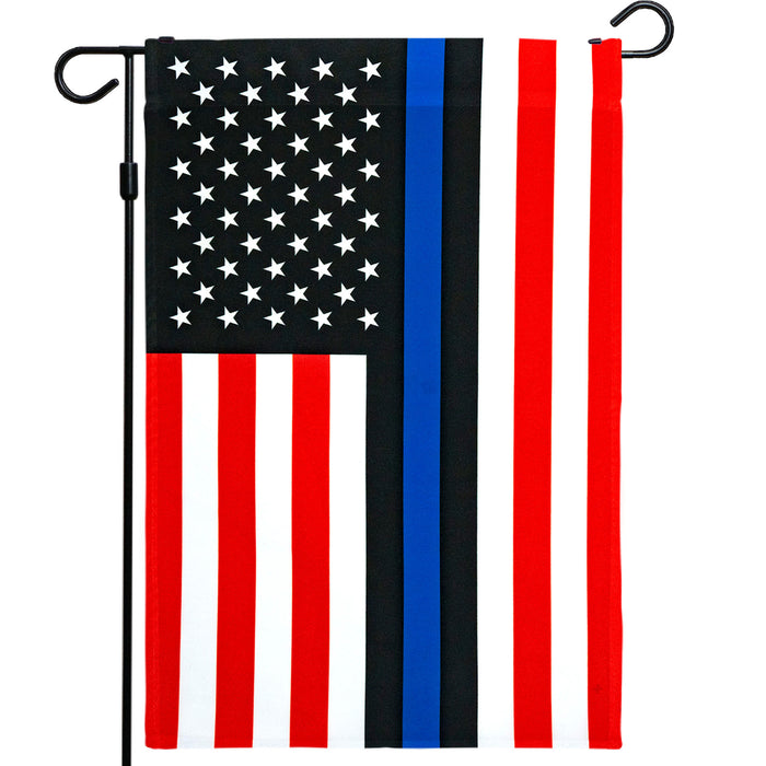 G128 Blue Lives Matter American USA Police Flag Garden Flag | 12x18 Inch | Printed 150D Polyester - Honoring Men Women Law Enforcement Officers Red Black White Blue Outdoor Flag