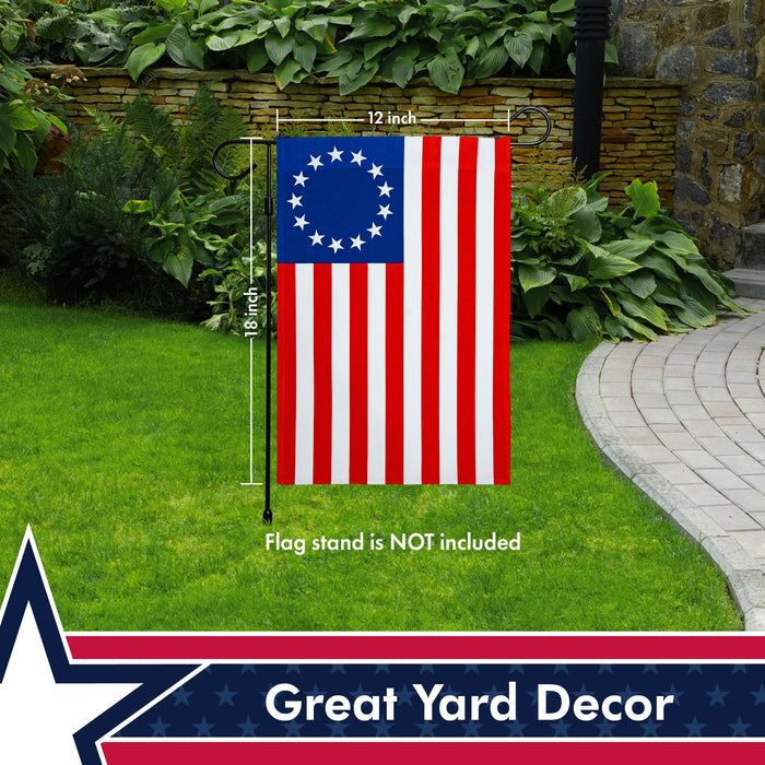 G128 Betsy Ross Historical American Flag Garden Flag | 12x18 Inch | Printed 150D Polyester - Betsy Ross 13 Stars Patriotic Outdoor Flag