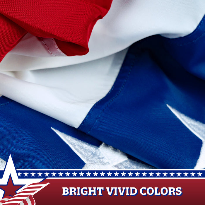 G128 Porch Bunting Flag American USA | 3x6 Ft | Embroidered 210D Polyester | Decoration for Balcony Porch Bannister, Mounted with Brass Grommets