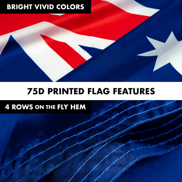 G128 - 6 Feet Tangle Free Spinning Flagpole (Black) Australia Brass Grommets Printed 3x5 ft (Flag Included) Aluminum Flag Pole