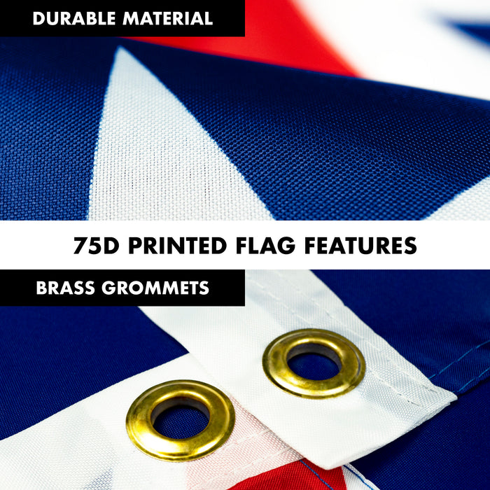 G128 - 6 Feet Tangle Free Spinning Flagpole (Black) Australia Brass Grommets Printed 3x5 ft (Flag Included) Aluminum Flag Pole