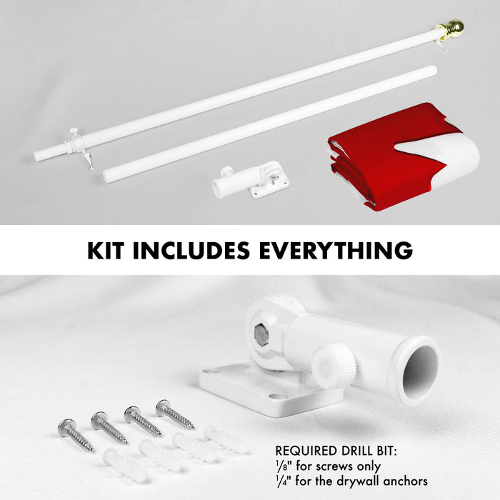 G128 Combo Pack: 5 Ft Tangle Free Aluminum Spinning Flagpole (White) & Canada Canadian Flag 2.5x4 Ft, Double ToughWeave Series Double Sided Embroidered 210D Polyester | Pole with Flag Included