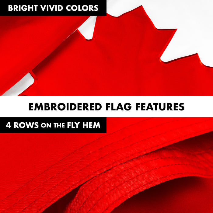 G128 Combo Pack: 5 Ft Tangle Free Aluminum Spinning Flagpole (Black) & Canada Canadian Flag 2.5x4 Ft, Double ToughWeave Series Double Sided Embroidered 210D Polyester | Pole with Flag Included