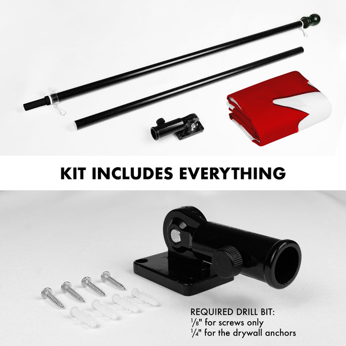 G128 Combo Pack: 5 Ft Tangle Free Aluminum Spinning Flagpole (Black) & Canada Canadian Flag 2.5x4 Ft, Double ToughWeave Series Double Sided Embroidered 210D Polyester | Pole with Flag Included