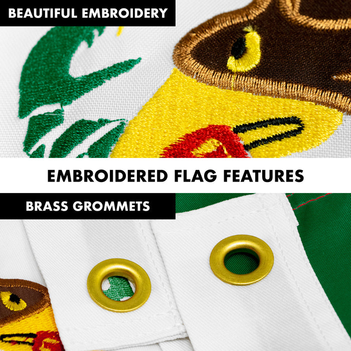 G128 Combo Pack: 5 Ft Tangle Free Aluminum Spinning Flagpole (White) & Mexico Mexican Flag 2.5x4 Ft, Double ToughWeave Series Double Sided Embroidered 210D Polyester | Pole with Flag Included