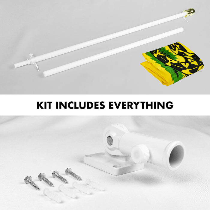 G128 - 5 Feet Tangle Free Spinning Flagpole (White) Gadsden Flag Brass Grommets Embroidered 2x3 ft (Flag Included) Aluminum Flag Pole