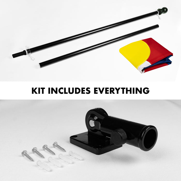 G128 Combo Pack: 5 Ft Tangle Free Aluminum Spinning Flagpole (Black) & Colorado CO  2x3 Ft, ToughWeave Series Embroidered 300D Polyester | Pole with Flag Included