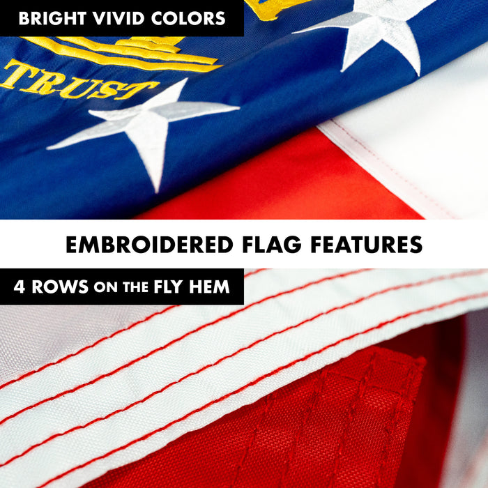 G128 Combo Pack: 5 Ft Tangle Free Aluminum Spinning Flagpole (White) & Georgia GA  2.5x4 Ft, ToughWeave Series Embroidered 300D Polyester | Pole with Flag Included