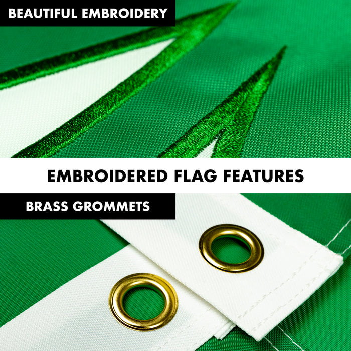 G128 Combo Pack: 5 Ft Tangle Free Aluminum Spinning Flagpole (Silver) & Ireland Irish Shamrock Flag 2.5x4 Ft, ToughWeave Series Embroidered 300D Polyester | Pole with Flag Included