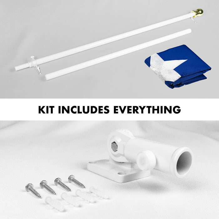 G128 Combo Pack: 5 Ft Tangle Free Aluminum Spinning Flagpole (White) & Puerto Rico Puerto Rican Flag 2x3 Ft, ToughWeave Series Embroidered 300D Polyester | Pole with Flag Included