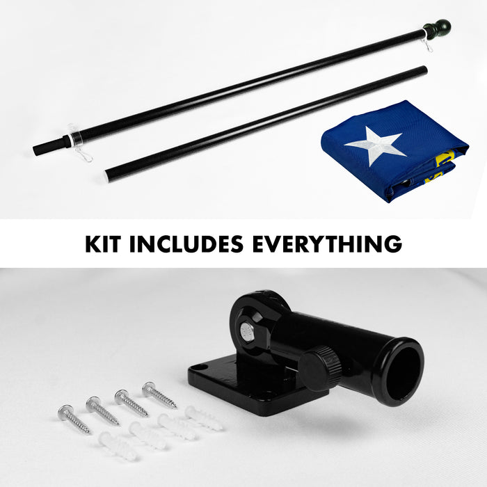 G128 Combo Pack: 5 Ft Tangle Free Aluminum Spinning Flagpole (Black) & North Carolina  2x3 Ft, ToughWeave Series Embroidered 300D Polyester | Pole with Flag Included