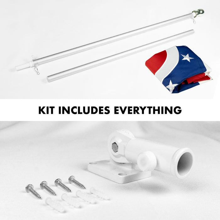 G128 Combo Pack: 5 Ft Tangle Free Aluminum Spinning Flagpole (Silver) & Ohio OH  2.5x4 Ft, ToughWeave Series Embroidered 300D Polyester | Pole with Flag Included