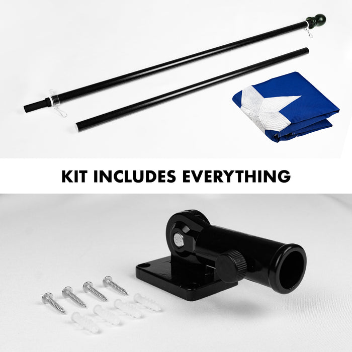 G128 Combo Pack: 5 Ft Tangle Free Aluminum Spinning Flagpole (Black) & Puerto Rico Puerto Rican Flag 2.5x4 Ft, ToughWeave Series Embroidered 300D Polyester | Pole with Flag Included