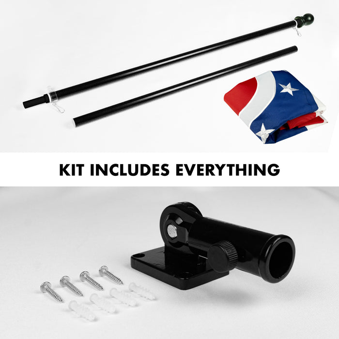 G128 Combo Pack: 5 Ft Tangle Free Aluminum Spinning Flagpole (Black) & Ohio OH  2.5x4 Ft, ToughWeave Series Embroidered 300D Polyester | Pole with Flag Included