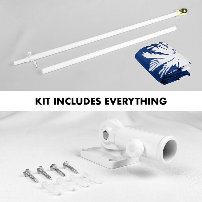 G128 Combo Pack: 5 Ft Tangle Free Aluminum Spinning Flagpole (White) & South Carolina SC  2.5x4 Ft, ToughWeave Series Embroidered 300D Polyester | Pole with Flag Included