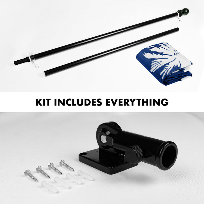 G128 Combo Pack: 5 Ft Tangle Free Aluminum Spinning Flagpole (Black) & South Carolina SC  2.5x4 Ft, ToughWeave Series Embroidered 300D Polyester | Pole with Flag Included