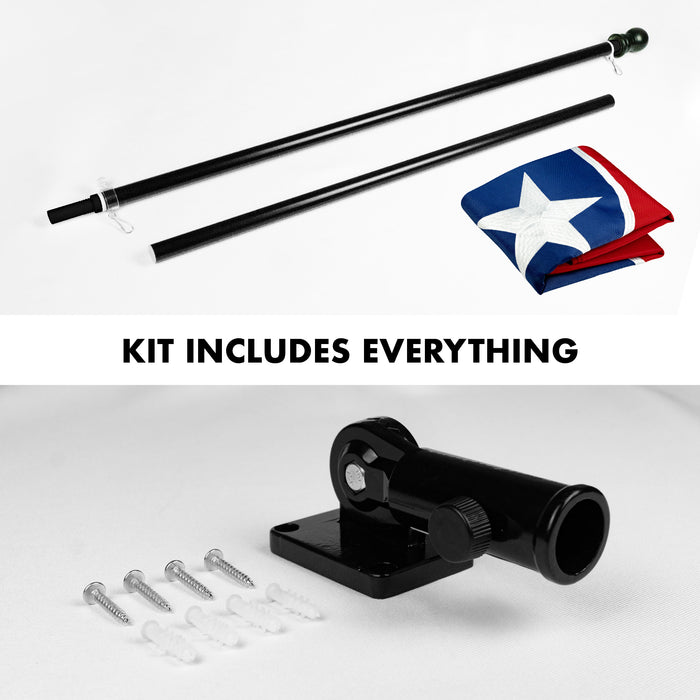 G128 Combo Pack: 5 Ft Tangle Free Aluminum Spinning Flagpole (Black) & Tennessee TN  2.5x4 Ft, ToughWeave Series Embroidered 300D Polyester | Pole with Flag Included