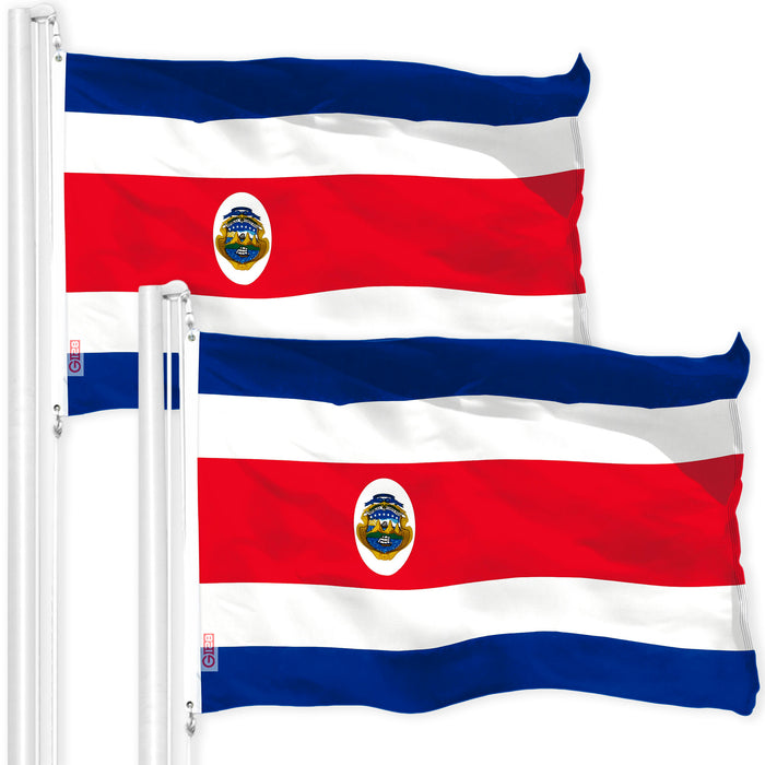 Costa Rica Costa Rican Flag 3x5 Ft 2-Pack 150D Printed Polyester By G128