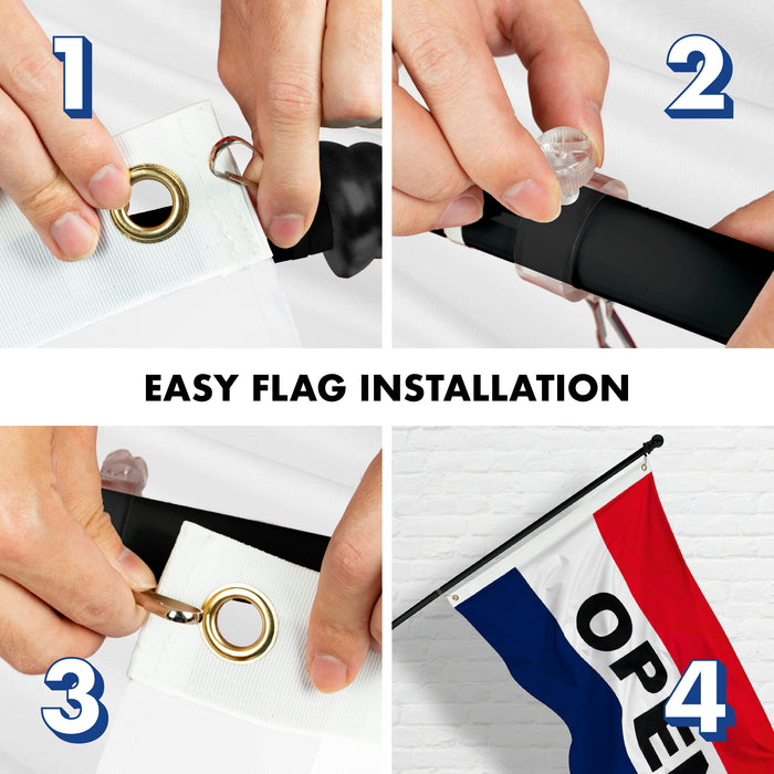 G128 - 6 Feet Tangle Free Spinning Flagpole (Black) Open Brass Grommets Printed 3x5 ft (Flag Included) Aluminum Flag Pole