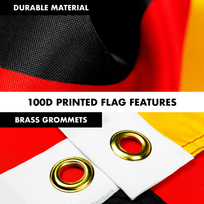 G128 - 6 Feet Tangle Free Spinning Flagpole (Silver) Germany Brass Grommets Printed 3x5 ft (Flag Included) Aluminum Flag Pole