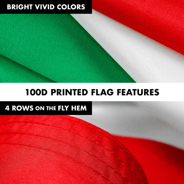 G128 Combo Pack: 6 Feet Tangle Free Spinning Flagpole (White) Italy Italian Flag 3x5 ft Printed 150D Brass Grommets (Flag Included) Aluminum Flag Pole