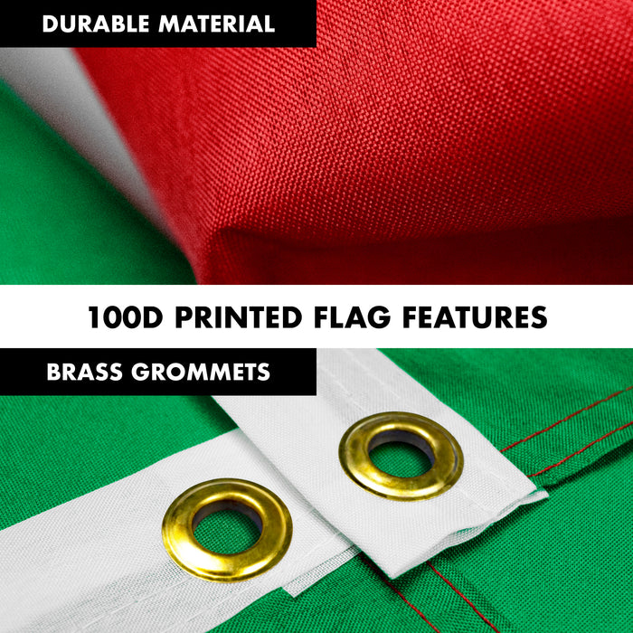 G128 Combo Pack: 6 Feet Tangle Free Spinning Flagpole (White) Italy Italian Flag 3x5 ft Printed 150D Brass Grommets (Flag Included) Aluminum Flag Pole