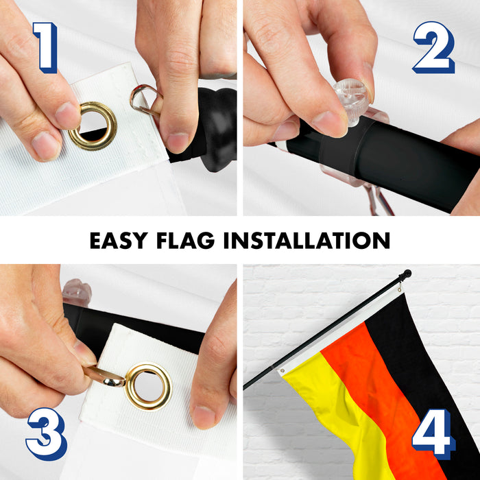 G128 - 6 Feet Tangle Free Spinning Flagpole (Black) Germany Brass Grommets Printed 3x5 ft (Flag Included) Aluminum Flag Pole
