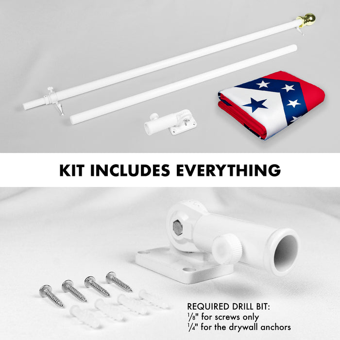 G128 Combo Pack: 6 Feet Tangle Free Spinning Flagpole (White) Arkansas AR State Flag 3x5 ft Printed 150D Brass Grommets (Flag Included) Aluminum Flag Pole