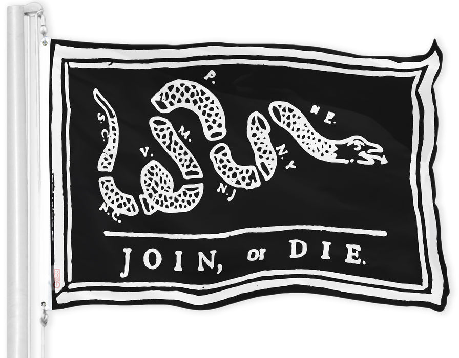 G128 Combo Pack: USA American Flag & Join or Die Black Flag 3x5 FT Printed 150D Polyester