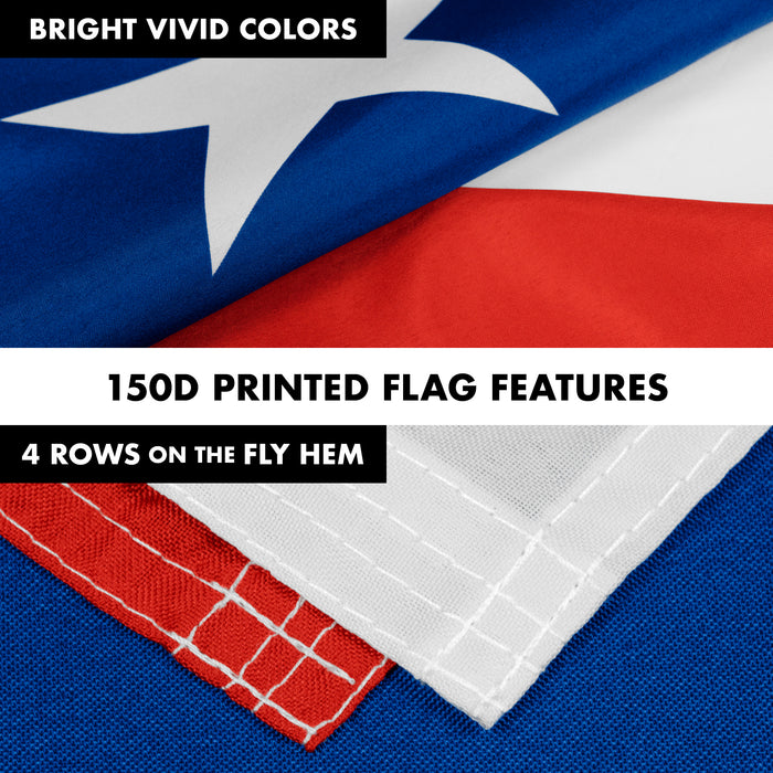 G128 Combo Pack: 6 Feet Tangle Free Spinning Flagpole (White) Chile Chilean Flag 3x5 ft Printed 150D Brass Grommets (Flag Included) Aluminum Flag Pole