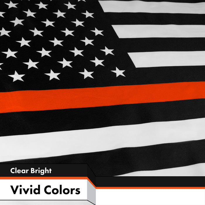 G128 - Thin Orange Line American Flag 150D Polyester 3x5 FT Printed Flag - Honoring Men Women Search and Rescue Brass Grommets Indoor/Outdoor - Much Thicker More Durable Than 100D 75D Polyester