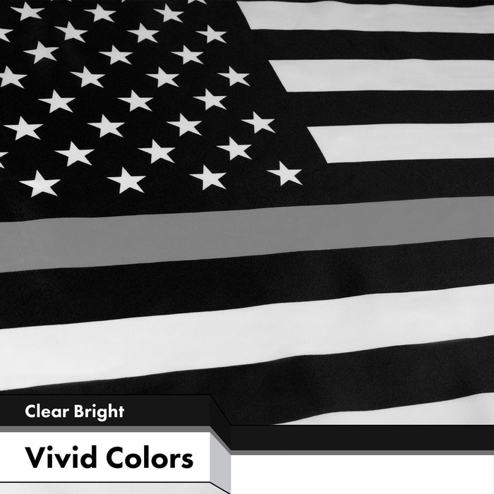 G128 Combo Pack: USA American Flag & Thin Gray Line Flag 3x5 FT Printed 150D Indoor/Outdoor, Vibrant Colors, Brass Grommets, Quality Polyester