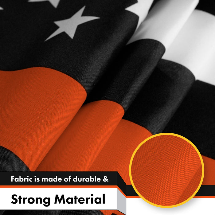 Thin Orange Line American Flag 3x5 Ft 3-Pack Printed 150D Polyester By G128